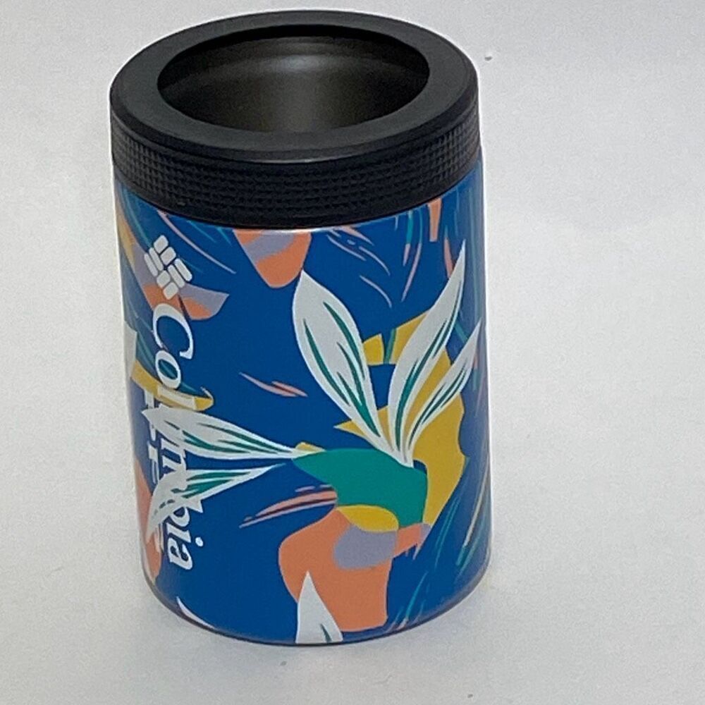 Columbia Blue PFG Tropical Double-Walled‎ Vacuum Can and Bottle Koozie